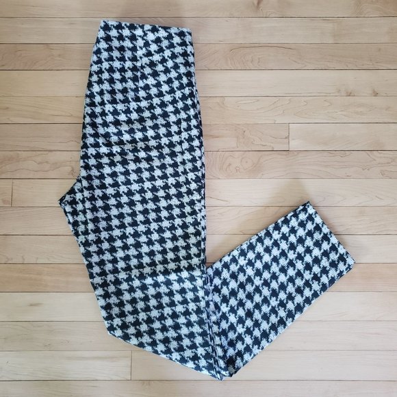 H&M Pants - New H&M Women's High Waist Slim-fit Black & White Houndstooth Twill Pants 8